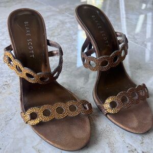 Women's Bronze Embellished Slide Sandals Blake Scott